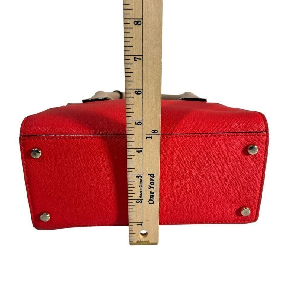 Kate Spade Women's Red & Beige Colorblock Saffiano Leather Satchel - Picture 9 of 12